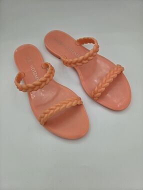 Stuart Weitzman Braida Sawyer Braided Jelly‎ Sandals Peach Women's Size 8